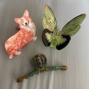 Butterfly and Corgi Hair Clips Set